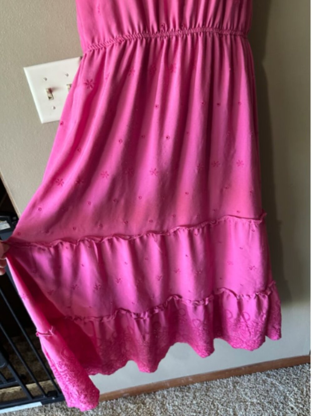 By the River Multi Tiered Pink Eyelet and Embroidered Dress - Picture 8 of 14